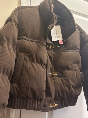 Cider Brown Corduroy Teddy Jacket with Gold Hardware